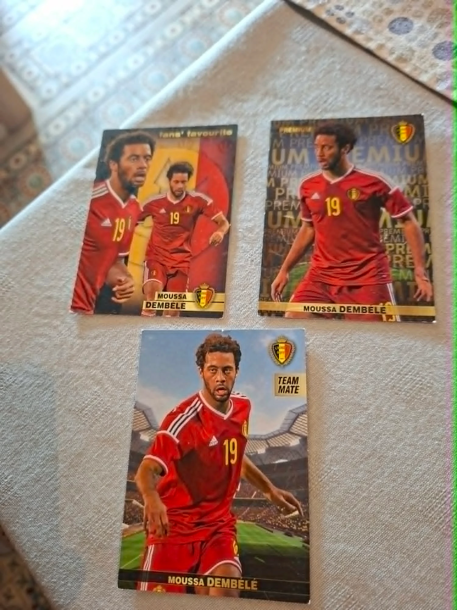 Panini / 3 Voetbalkaarten / Moussa Dembélé / Rode Duivels